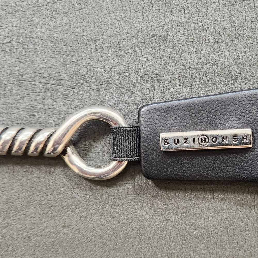 Suzi Roher leather/brushed silver/elastic belt